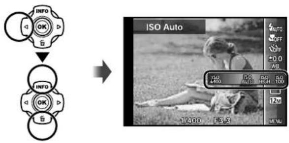INFO OK 5 INFO OK 5 ISO Auto 4 AUTO OFF ±0.0 100 ISO 400 ISO AUTO HIGH 100 1/400 F6.3 12M WAL