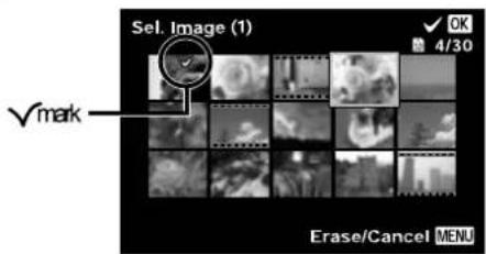 Sel. Image (1) OK 4/30 ✓mark Erase/Cancel MENU
