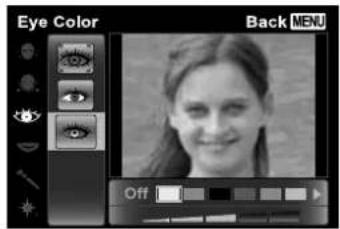 Eye Color Back MENU Off