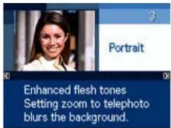 3 Portrait Enhanced flesh tones Setting zoom to telephoto blurs the background.