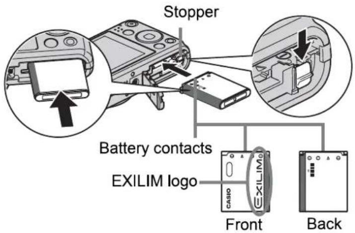 Stopper Battery contacts EXILIM logo Casio Front Back