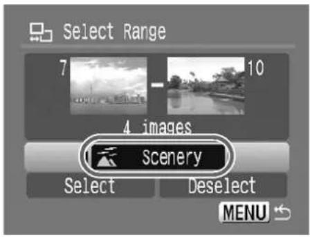 Select Range 7 10 4 images Scenery Select Deselect MENU