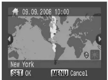 09.09.2008 10:00 New York SET OK MENU Cancel