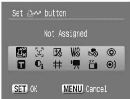 Set button Not Assigned SET OK MENU Cancel