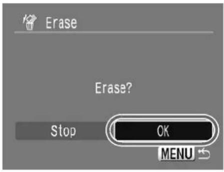 Erase Erase? Stop OK MENU