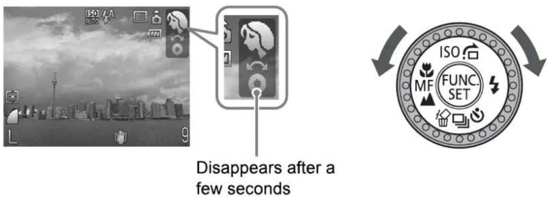 ISO REF. ISO OFF OFF Disappears after a few seconds FUNC. SET