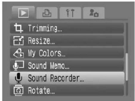 Trimming... Resize... My Colors... Sound Memo... Sound Recorder... Rotate...