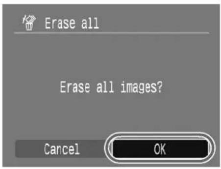 Erase all Erase all images? Cancel OK