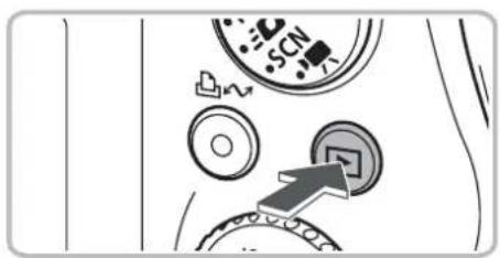 Diagram showing a camera control panel with buttons and a directional arrow pointing to the button