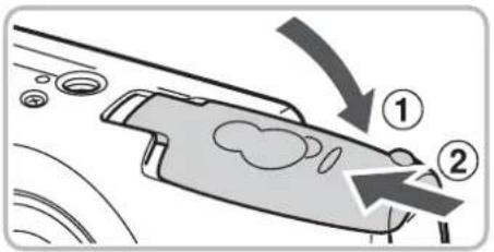 Diagram showing a mechanical component with numbered parts and directional arrows indicating motion or assembly.