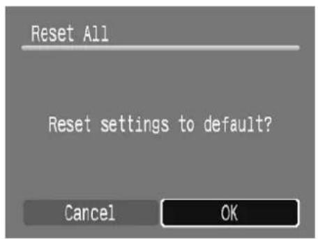 Reset All Reset settings to default? Cancel OK