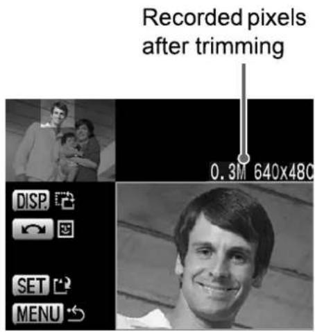 Recorded pixels after trimming 0.3M 640x480 DISP SET MENU