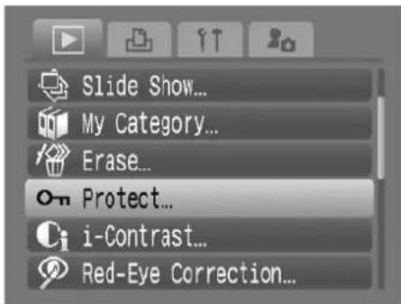 Slide Show... My Category... Erase... Protect... i-Contrast... Red-Eye Correction...