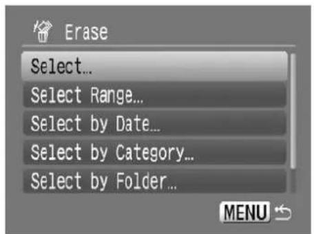 Erase Select... Select Range... Select by Date... Select by Category... Select by Folder...