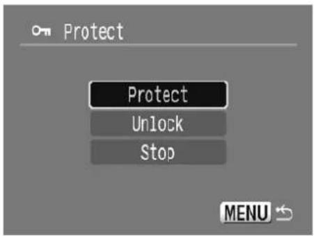 Protect Protect Unlock Stop MENU