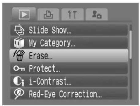 Slide Show... My Category... Erase... Protect... i-Contrast... Red-Eye Correction...