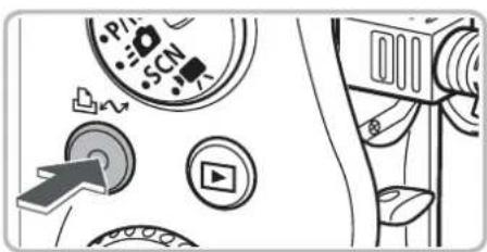 Diagram showing camera control buttons including P1, SCN, and play button with directional arrows
