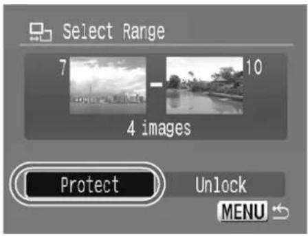 Select Range 7 10 4 images Protect Unlock MENU