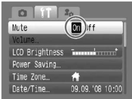 Mute On Off Volume... LCD Brightness - Power Saving... Time Zone... Date/Time... 09.09. '08 10:00
