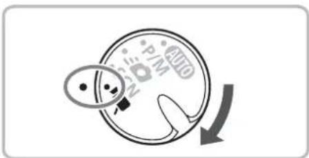 Diagram showing a circular device with labeled components and an arrow indicating rotation or change.