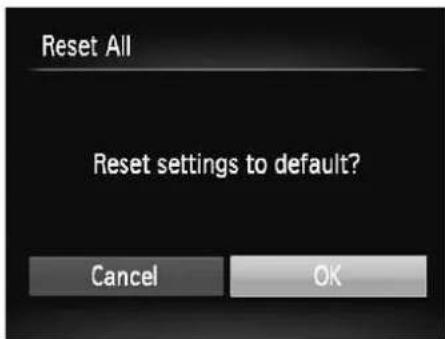 Reset All Reset settings to default? Cancel OK