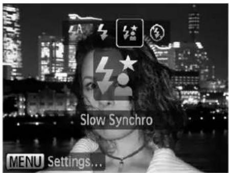 Slow Synchro MENU Settings...