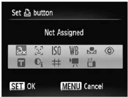 Set button Not Assigned SET OK MENU Cancel