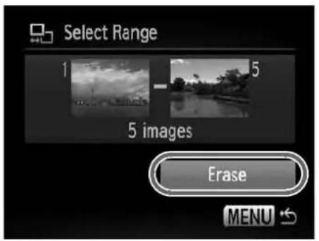 Select Range 1 5 5 images Erase MENU
