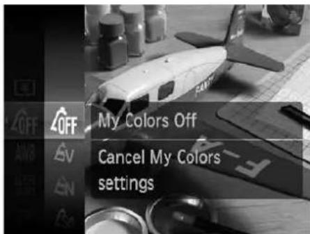 My Colors Off Cancel My Colors settings