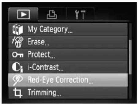 My Category... Erase... Protect... i-Contrast... Red-Eye Correction... Trimming...