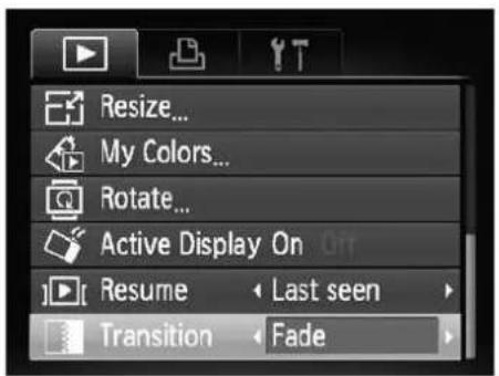 Resize... My Colors... Rotate... Active Display On Resume Last seen Transition Fade