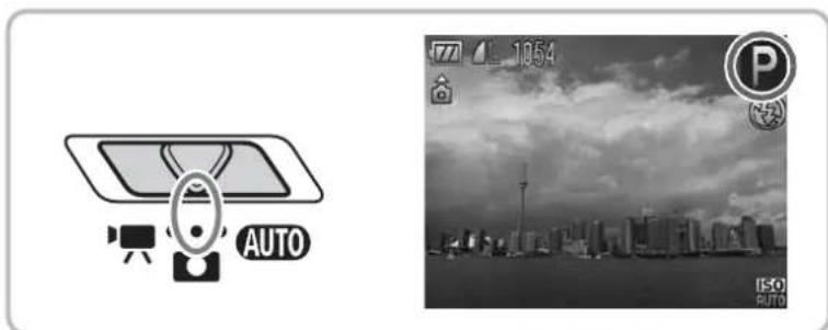 Camera home screen and outdoor cityscape with 'AUTO' label and camera icon, showing status bar and camera settings