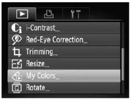 i-Contrast... Red-Eye Correction... Trimming... Resize... My Colors... Rotate...