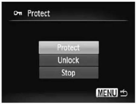 Protect Protect Unlock Stop MENU