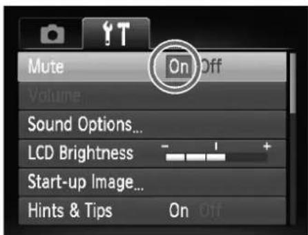 Mute On Off Volume... Sound Options... LCD Brightness Start-up Image... Hints & Tips On Off