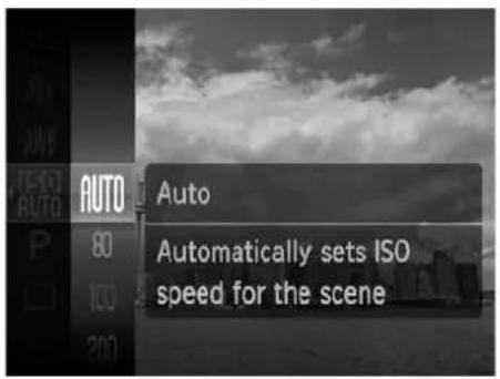 AUTO 80 100 200 Auto Automatically sets ISO speed for the scene