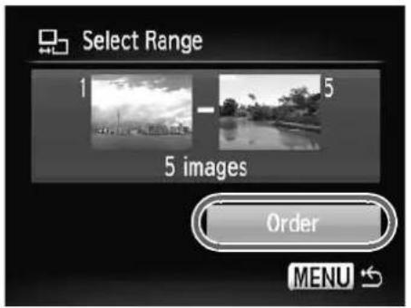 Select Range 1 - 5 5 images Order MENU