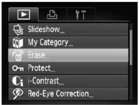 Slideshow... My Category... Erase... Protect... i-Contrast... Red-Eye Correction...