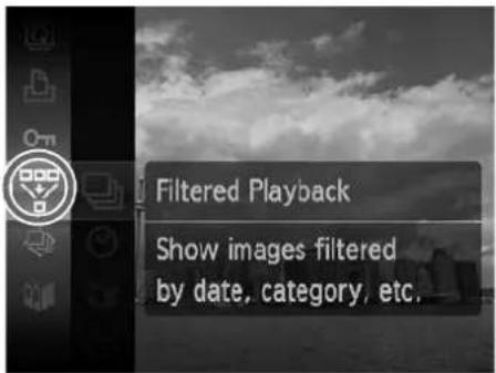 Filtered Playback Show images filtered by date, category, etc.