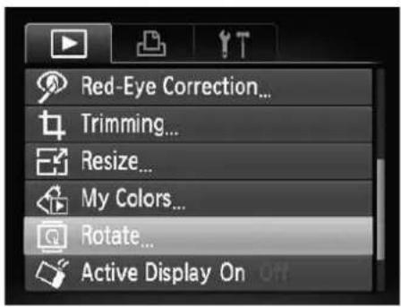 Red-Eye Correction... Trimming... Resize... My Colors... Rotate... Active Display On Off