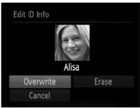 Edit ID Info Alisa Overwrite Erase Cancel