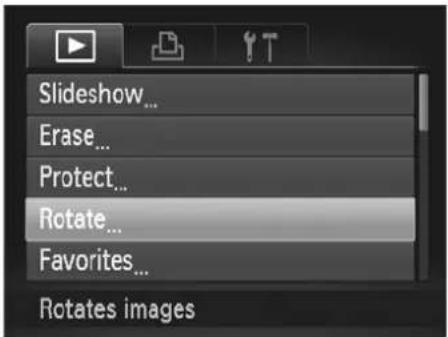 Slideshow... Erase... Protect... Rotate... Favorites... Rotates images