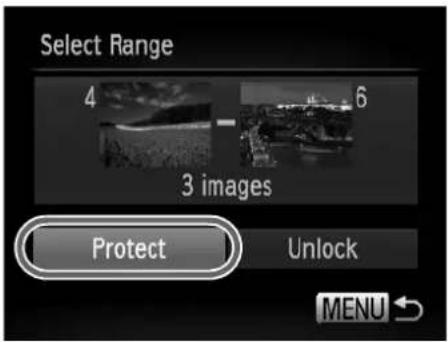 Select Range 4 6 3 images Protect Unlock MENU