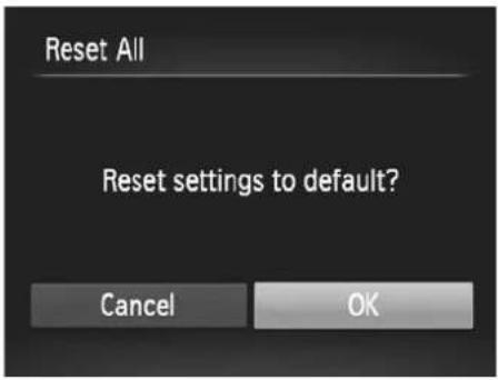 Reset All Reset settings to default? Cancel OK