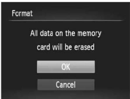 Format All data on the memory card will be erased OK Cancel