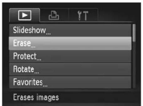Slideshow... Erase... Protect... Rotate... Favorites... Erases images