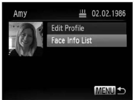 Amy 02.02.1986 Edit Profile Face Info List MENU