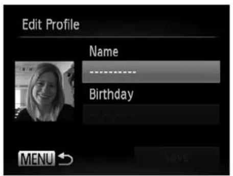 Edit Profile Name Birthday MENU