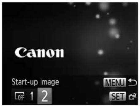 Canon Start-up Image OFF 1 2 MENU SET