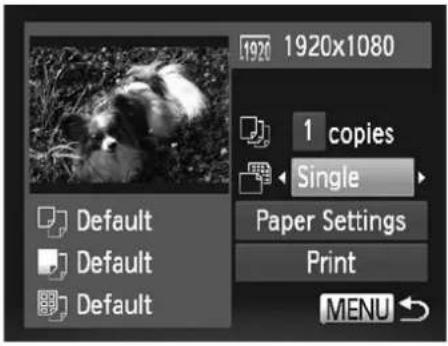 1920 1920x1080 Default Default Default 1 copies Single Paper Settings Print MENU